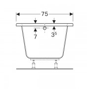 Ванна прямоугольная Geberit Renova: длина 170см, ширина 75см, белый