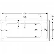 Ванна прямоугольная Geberit Renova, Duo: длина 190см, ширина 80см, санитарный акрил, белый