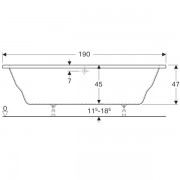 Ванна прямоугольная Geberit Renova, Duo: длина 190см, ширина 80см, санитарный акрил, белый