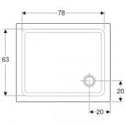 Поддон душевой Geberit Renova прямоугольный, акриловый, длина 75см, ширина 90см, высота 7,2 см, белый