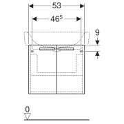 Шкафчик для раковины Geberit Renova Compact, двухдверный: ширина 53см, высота 46.3см, глубина 47.8см, матовый белый / меламиновое покрытие, ультраглянцевые белые, пленочное покрытие