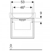Шкафчик для раковины Geberit Renova Plan, с одним выдвижным ящиком и одним внутренним выдвижным ящиком: ширина 53см, высота 46.3см, глубина 47.2см, матовый белый / меламиновое покрытие, ультраглянцевый белый, пленочное покрытие