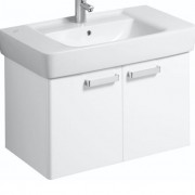 Шкафчик для раковины Geberit Renova Compact, двухдверный: ширина 78см, высота 46.3см, глубина 47.8см, матовый белый / меламиновое покрытие, ультраглянцевые белые, пленочное покрытие