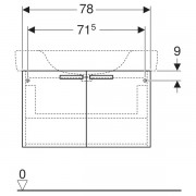 Шкафчик для раковины Geberit Renova Compact, двухдверный: ширина 78см, высота 46.3см, глубина 47.8см, матовый белый / меламиновое покрытие, ультраглянцевые белые, пленочное покрытие