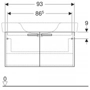 Шкафчик для раковины Geberit Renova Compact, двухдверный: ширина 93см, высота 46.3см, глубина 47.8см, матовый белый / меламиновое покрытие, ультраглянцевые белые, пленочное покрытие