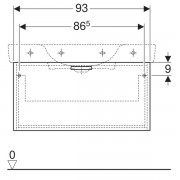 Шкафчик для раковины Geberit Renova Plan, с одним выдвижным ящиком и одним внутренним выдвижным ящиком: ширина 93см, высота 46.3см, глубина 47.2см, матовый белый / меламиновое покрытие, ультраглянцевый белый, пленочное покрытие