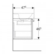 Шкафчик для раковины Geberit Renova Plan, с одним выдвижным ящиком и одним внутренним выдвижным ящиком: ширина 93см, высота 46.3см, глубина 47.2см, матовый белый / меламиновое покрытие, ультраглянцевый белый, пленочное покрытие