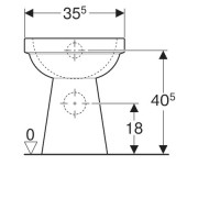 Унитаз напольный Geberit Renova Comfort, горизонтальный смыв, увеличенной высоты, для лиц с ограниченными возможностями, горизонтальный выпуск: глубина 47см, белый