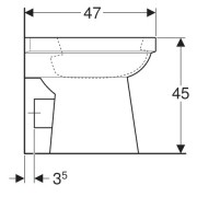 Унитаз напольный Geberit Renova Comfort, горизонтальный смыв, увеличенной высоты, для лиц с ограниченными возможностями, горизонтальный выпуск: глубина 47см, белый