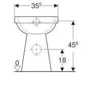 Унитаз напольный горизонтальный смыв Geberit Renova Comfort, увеличенной высоты, горизонтальный выпуск: глубина 47см, белый