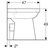Унитаз напольный горизонтальный смыв Geberit Renova Comfort, увеличенной высоты, горизонтальный выпуск: глубина 47см, белый