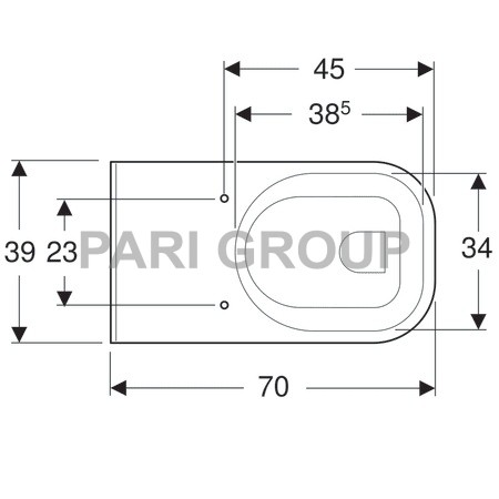 ������ ��������� Geberit Renova Comfort Square, �������������� ����, ������� 70��, �����