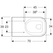 Унитаз подвесной Geberit Renova Comfort Square, горизонтальный смыв, глубина 70см, белый