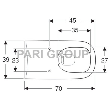   Geberit Renova Comfort Square,  ,  , Rimfree:  70, 