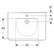 Раковина Geberit Renova Comfort Square, безбарьерная: ширина 75см, глубина 55см, отверстие под смеситель расположено по центру, перелив на виду, белый