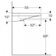 Раковина Geberit Renova Comfort Square, безбарьерная: ширина 75см, глубина 55см, отверстие под смеситель расположено по центру, перелив на виду, белый