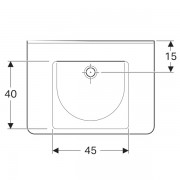 Раковина Geberit Renova Comfort Square, безбарьерная: ширина 75см, глубина 55см, без отверстия под смеситель, без перелива, белый