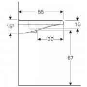 Раковина Geberit Renova Comfort Square, безбарьерная: ширина 75см, глубина 55см, без отверстия под смеситель, без перелива, белый