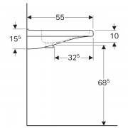 Раковина Geberit Renova Comfort Square, безбарьерная: ширина 60см, глубина 55см, отверстие под смеситель расположено по центру, перелив на виду, белый