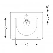 Раковина Geberit Renova Comfort Square, безбарьерная: ширина 60см, глубина 55см, без отверстия под смеситель, без перелива, белый