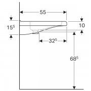 Раковина Geberit Renova Comfort Square, безбарьерная: ширина 60см, глубина 55см, без отверстия под смеситель, без перелива, белый