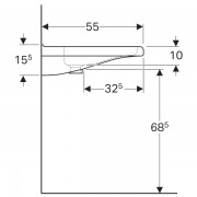Раковина Geberit Renova Comfort Square, безбарьерная: ширина 65см, глубина 55см, отверстие под смеситель расположено по центру, перелив на виду, белый