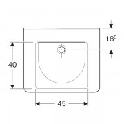 Раковина Geberit Renova Comfort Square, безбарьерная: ширина 65см, глубина 55см, без отверстия под смеситель, без перелива, белый