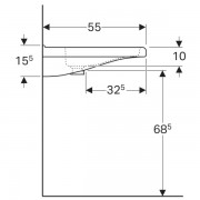 Раковина Geberit Renova Comfort Square, безбарьерная: ширина 65см, глубина 55см, без отверстия под смеситель, без перелива, белый