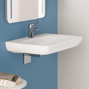 Раковина Geberit Renova Comfort, безбарьерная: ширина 65см, глубина 55см, отверстие под смеситель по центру, без перелива, белый