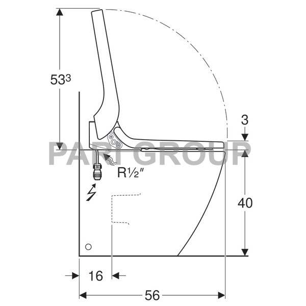 ������-���� Geberit AquaClean Tuma Comfort ���������, ������������, ����� �������������� ����������, ���������� �������� WhirlSpray, ������� ���, ���, �������� ������� �������, ������� �������� �������, Soft Close, 52,3�36�50,5 ��, ����� �������, �����