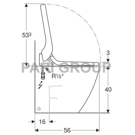 ������-���� Geberit AquaClean Tuma Comfort ���������, ������������, ����� �������������� ����������, ���������� �������� WhirlSpray, ������� ���, ���, �������� ������� �������, ������� �������� �������, Soft Close, 52,3�36�50,5 ��, ������ ������, �����