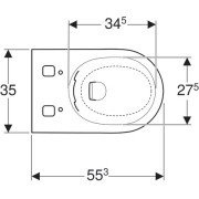 Унитаз Geberit подвесной, для смывного бачка скрытого монтажа, безободковый, для крышки-биде AquaClean Tuma Comfort, AquaClean Tuma Classic, 55,3х35х28,4 см, альпийский белый