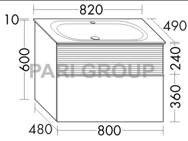   Burgbad FIUMO       1   ,  ,    , 824961, :Tectona Dekor, Graphit Softmatt