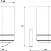 Стакан EMCO ROUND настенный, хрустальное стекло стекло прозрачное, 69х116,5х89,5 мм, возможен монтаж без отверстий с помощью клеевого набора арт. 4378 000 00, хром
