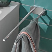 Держатель для полотенца EMCO ROUND настенный, двухрожковый, неподвижный, длина 400 мм, основание 105х50 мм, возможени монтаж без отверстий с помощью клеевого набора арт. 4378 000 00, хром