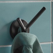 Крючок EMCO ROUND двойной, настенный, диаметр основания 50 мм, глубина 40 мм, возможен монтаж без отверстий с помощью клеевого набора арт. 4378 000 00, черный матовый