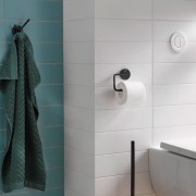 Крючок EMCO ROUND двойной, настенный, диаметр основания 50 мм, глубина 40 мм, возможен монтаж без отверстий с помощью клеевого набора арт. 4378 000 00, черный матовый