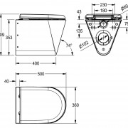 Унитаз подвесной FRANKE Campus CMPX592W с сиденьем и крышкой, белый, нержавеющая сталь