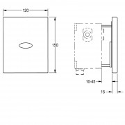 Сенсорная клавиша смыва для писсуара FRANKE Flush-c PRTR0014 электронная, питание от сети, из нержавеющей стали