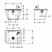 Подвесной питьевой фонтан FRANKE Anima ANMX300 с нажимным краном, нержавеющая сталь